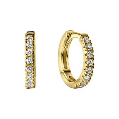 Damen Klappcreolen 585/- Gelbgold mit Zirkonia Steinen 14 Karat NEU*