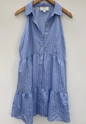 Tuckernuck Seersucker Sailor Dress Medium Pomander Place Blue A Line V Neck