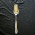 S Kirk & Son Repousse Sterling Silver Salad/Meat Serving Fork 8.5"