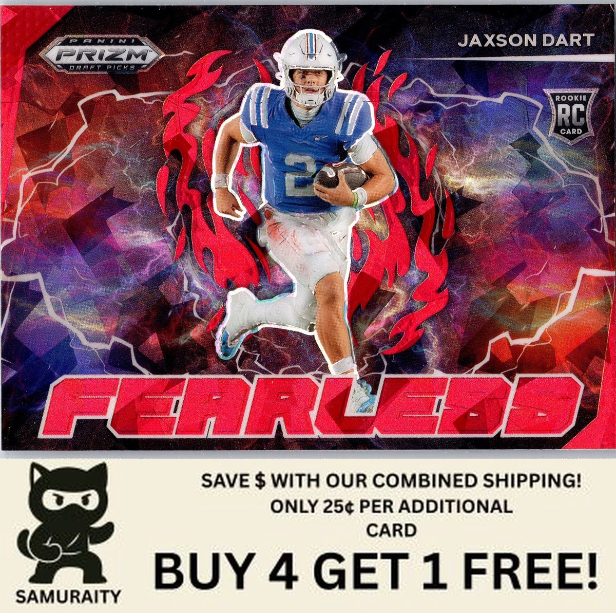 Jaxson Dart 2025 Panini Prizm Draft Picks #F-JDT Fearless Red Ice