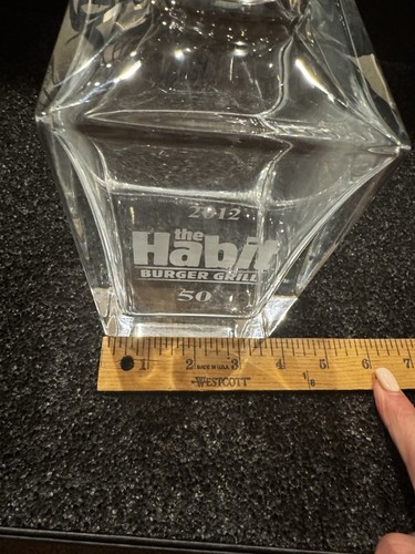 Tiffany &Co Classic Square Crystal Glass Decanter Ball Stopper Habit Burger Logo - Picture 4 of 6