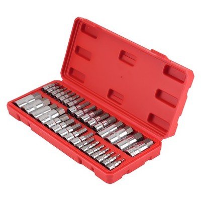 32pc Metric Imperial Hex Bit Socket Set 1/4 3/8 1/2 Drive S2 Steel