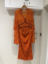 Vintage 90s Elena Grunert Orange Sheer 2 Piece Set - Top & Skirt - UK 14-18