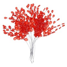 22 Pcs Acrylic Bead Drop Stems, Crystal Floral Picks Bouquets Flowers, Red