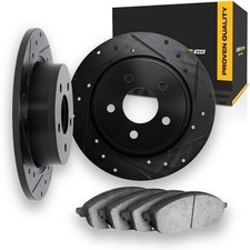 Brake Rotor Set Drilled And Slotted Cast Iron Black Vented Rotor