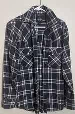 George Men's Classic Plaid Cozy Flannel Button-Up Long Sleeve Shirt Green Blue S