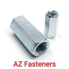 THREADED ROD CONNECTOR NUT ALLTHREAD HEX CONNECTING HEXAGON ZINC PLATED STEEL