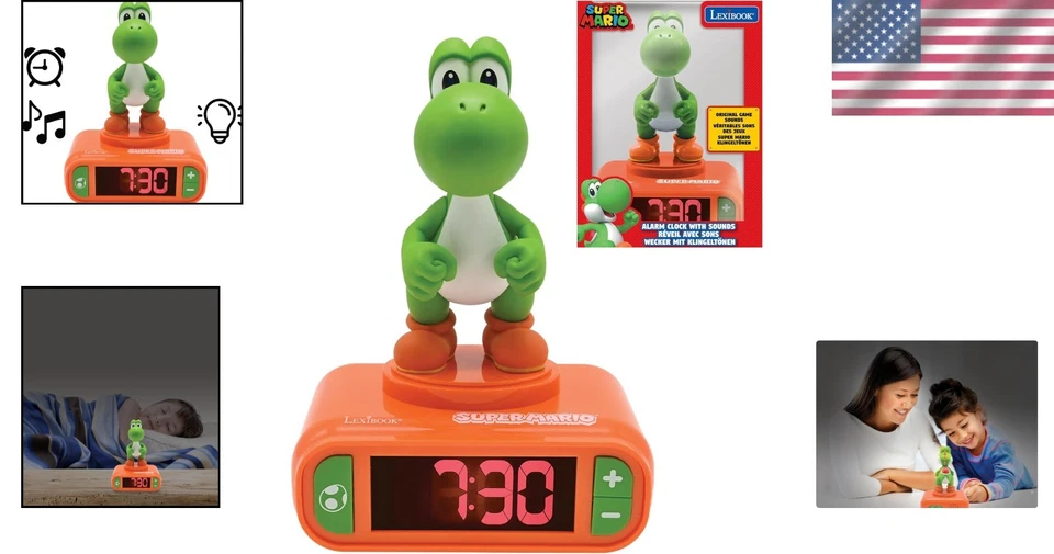Super Mario Yoshi Alarm Clock - LCD Backlit Screen - Image 2 of 4