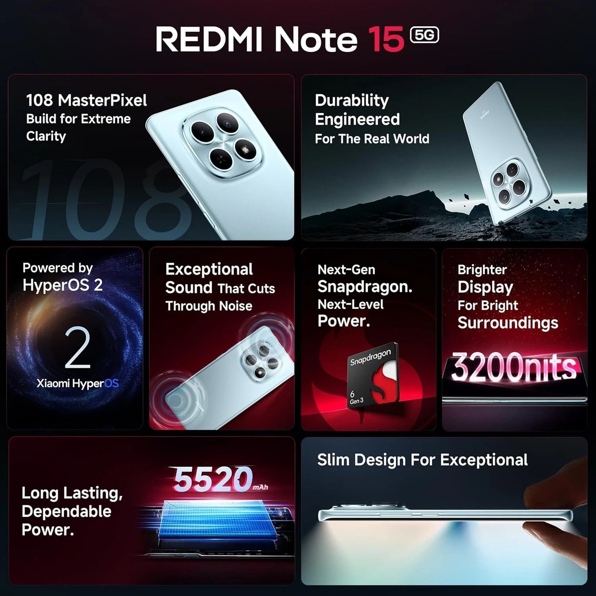 REDMI Note 15 5G (Purple, 8GB RAM 256GB Storage) Snapdragon 6 Gen