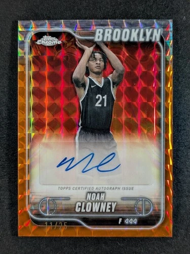 2024-25 Topps Chrome NOAH CLOWNEY 11/25 RC Auto Orange Geometric Ref #TCA-NC