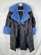 Love, Whit by Whitney Port Black Faux Leather Sherpa Collar Coat Size M