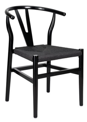 Black Wood Wishbone Chair with Black Rope Seat by Chivari