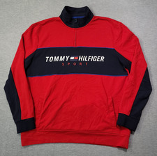 Tommy Hilfiger Sweatshirt Men XL Red Navy 1/4...