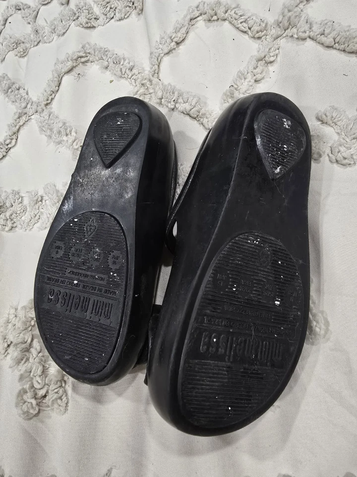 Mini Melissa Negro Gato Mary Jane Zapatos Talla 9 Bebé Niñas Niño Pequeño Foto 2 de 2