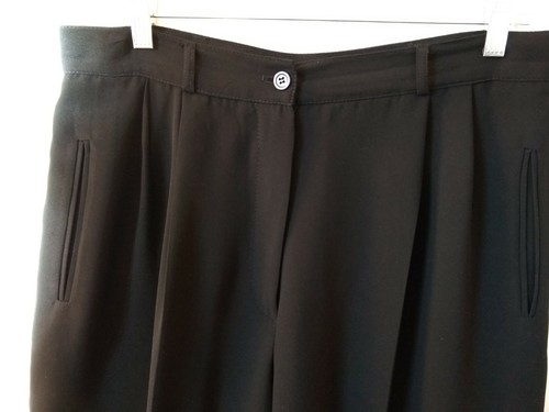 Vtg SC Basics Womens Petite 14 Black Crepe dress pants pleat front cuffs L  28.5 | eBay
