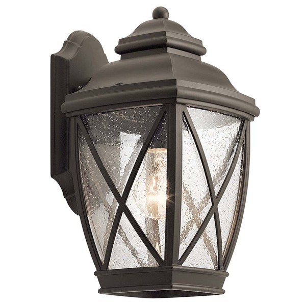 AußEnleuchte Wandlampe Alu Glas H 34,1 Cm Bronze Laterne Gartenlampe Klassisch-image