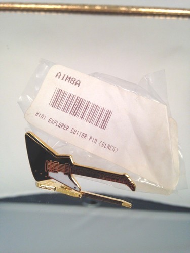 Vintage Miniature Explorer Guitar Pin Black Music Gifts Jewelry Gold Plated - Picture 3 of 5