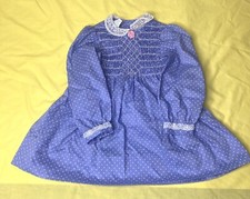 Vtg Polly Flinders Smocked Dress 4T Purple Polka Dots Lace Easter Spring