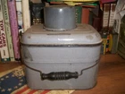 Antique gray Enamel Graniteware Miner Railroad Worker Oval STEEL Lunch Pail Box