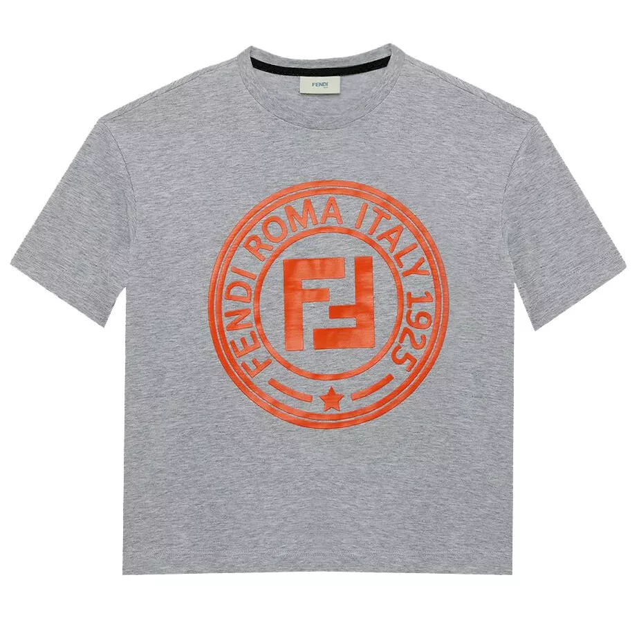 NWT NEW Fendi boys gray or black orange logo embossed T-shirt 6 8 10y JMI326 NWT NEW Fendi boys gray or black orange logo embossed T-shirt 6 8 10y JMI326