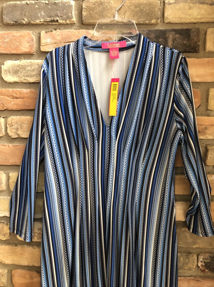 Sexy Vestido Catherine Malandrino Azul Rayas Bodycon M Nuevo Con Etiquetas Foto 2 de 4