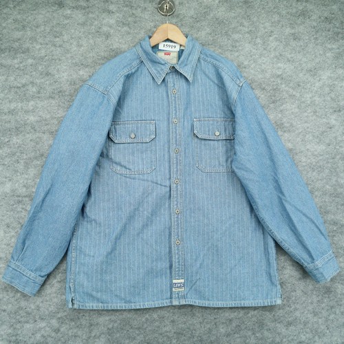 Button Shirt Jacket Blue Jeans Thick 