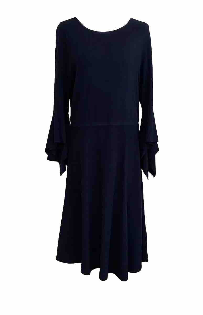 Banana Republic Navy Blue Handkerchief Sleeve Rib Knit Midi Dress NEW Large Fall