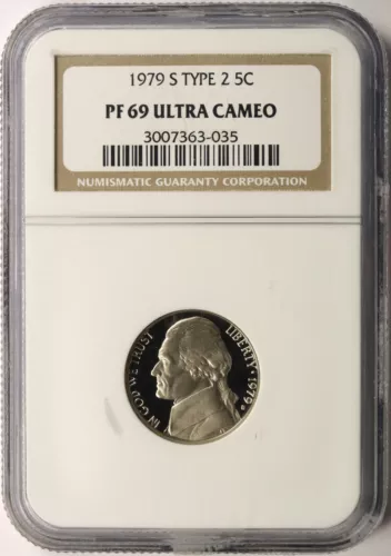 1979-S Proof Jefferson Nickel Type 2 5c NGC PF69 Ultra Cameo