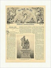 Das Denkmal für die Brüder Grimm in Hanau Gruppe Märchen Buch Holzstich E 15981