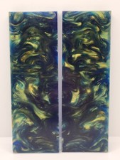 2 PCS COMPOSITE KNIFE HANDLE MATERIAL BLANK SCALES: GOLDEN MIDNIGHT 5552