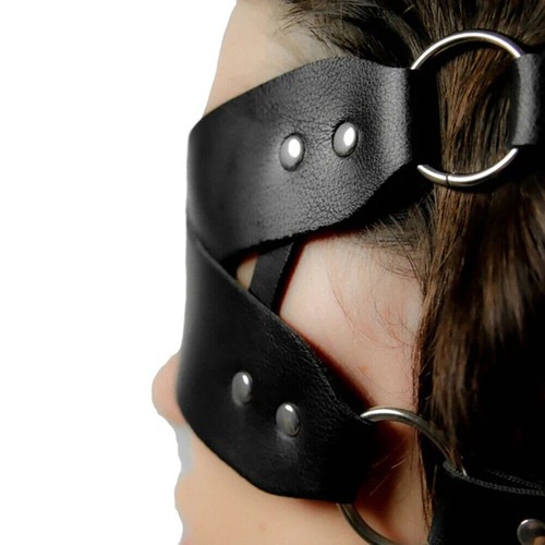 Mascherine in pelle maschera regolabile bdsm fetish cosplay maschere benda - Foto 6 di 10
