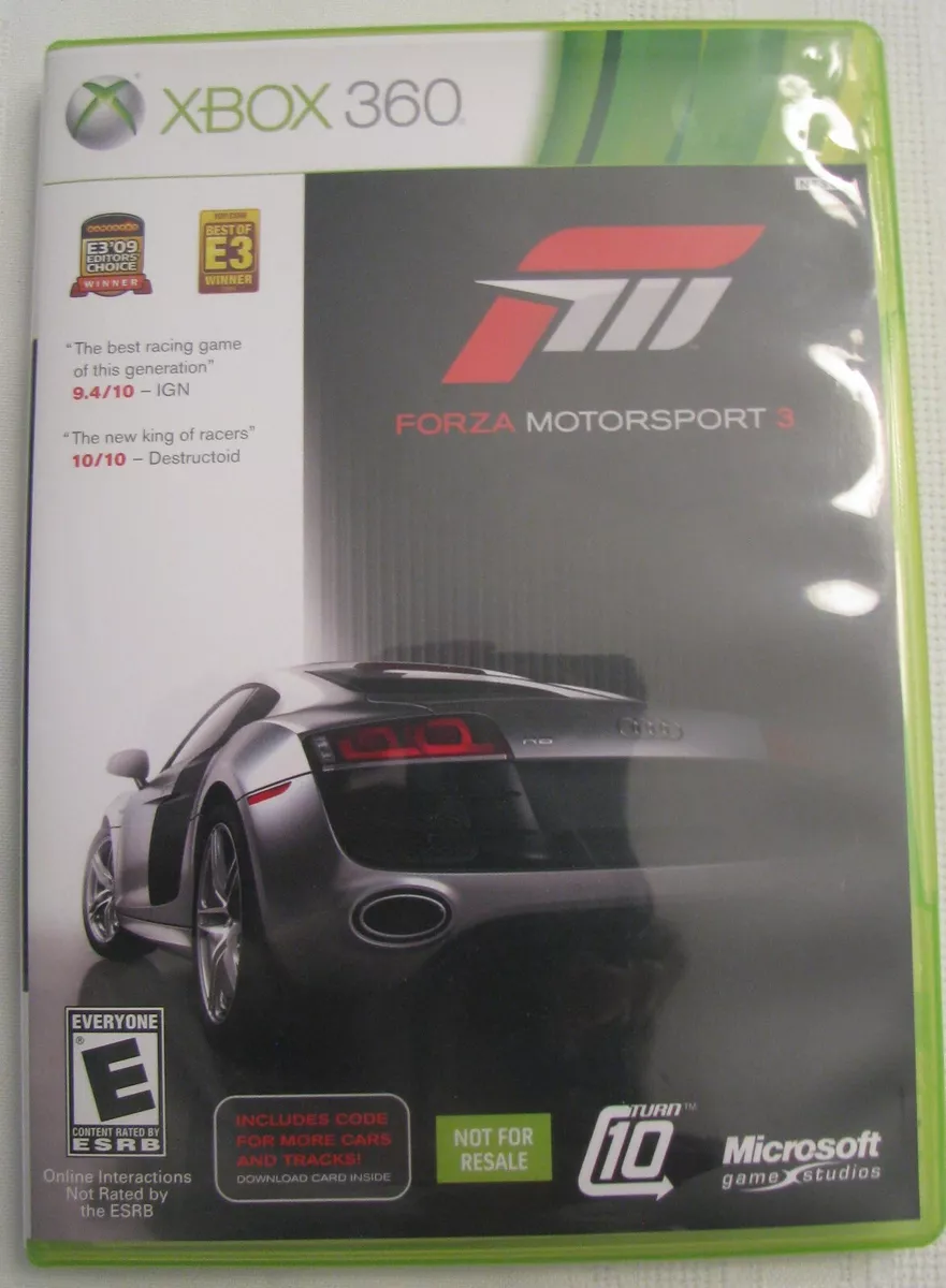 Forza Motorsport 3, Microsoft Xbox 360, 2009 Racing Video Game, Rated E  882224866484