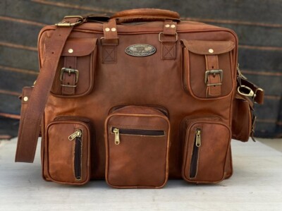 Original Bull Herren Leder Übernachtung Reise Gepäck Duffel Weekend (7 Taschen)