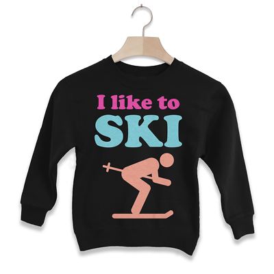 Batch1 I Like To Ski - Kinder hell Retro Ski Snowboard Spruch Sweatshirt