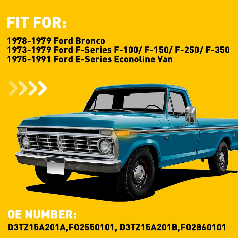 Luces LED laterales lentes transparentes para Ford E-Series Econoline Van 1975-1991 4 piezas Foto 2 de 4