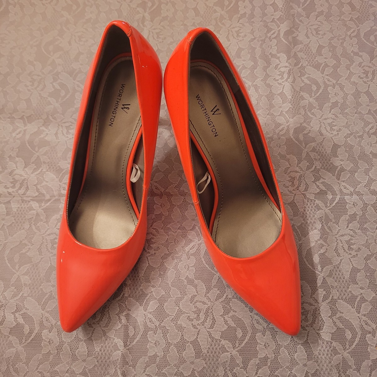 Worthington New Patent Leather Neon Hot Pink Orange High Heels