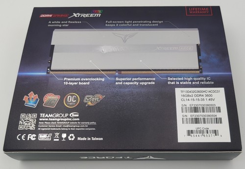 Samsung B-Die T-Force XTREEM ARGB 3600MHz DDR4 RAM CL14 32GB 2x16GB White - Afbeelding 3 van 4