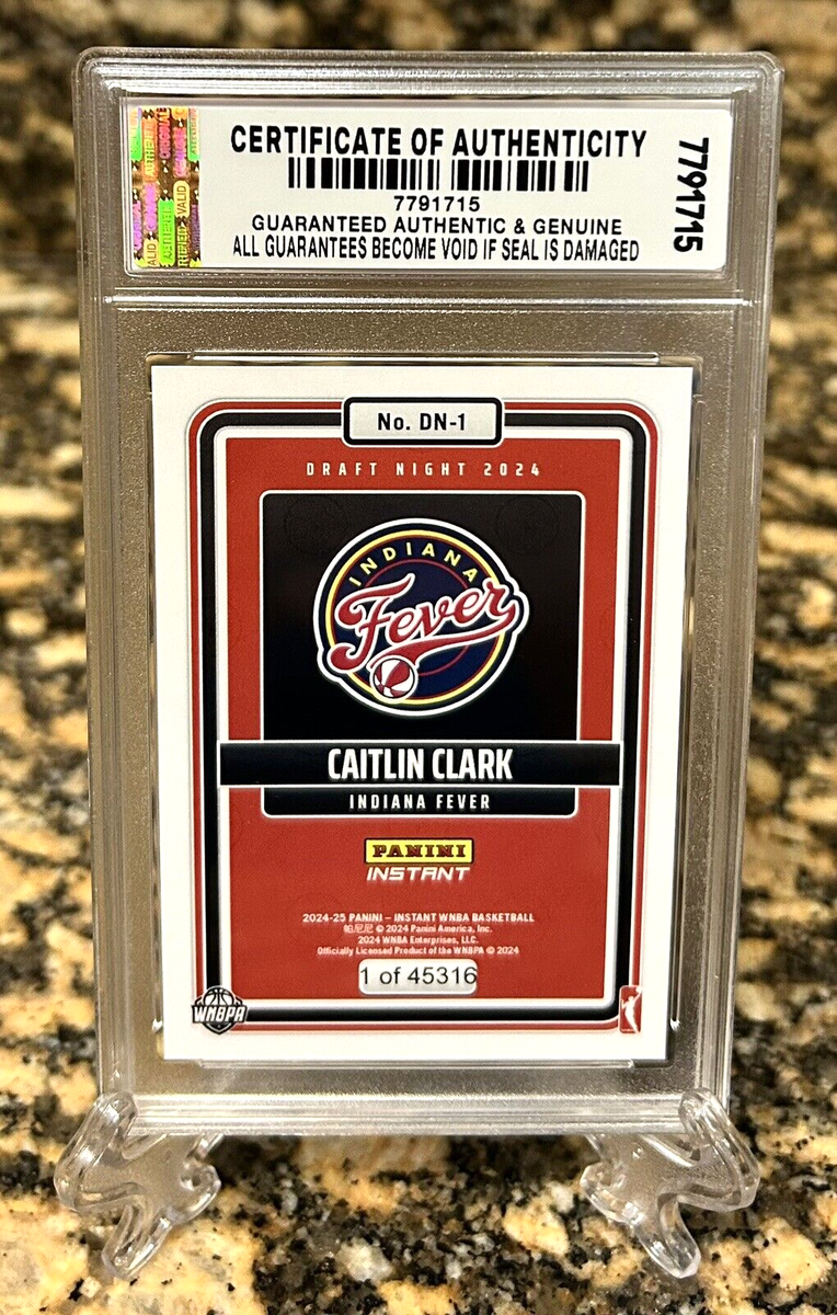 CAITLIN CLARK 2024 PANINI Graded GEM-MT 10 Draft Night ROOKIE CARD