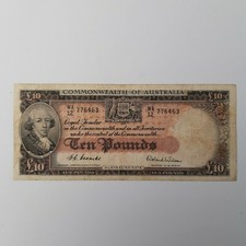 1954 Australian Ten Pounds £10 Coombs Wilson Commonwealth banknote WA12 R62