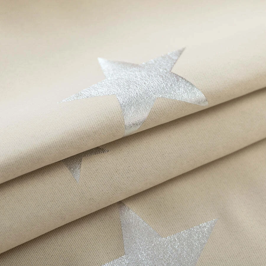 2 PEZZI Tende Oscuranti Fantasia Stelle Argentate Tenda per Interni Varie Misure - Immagine 3 di 4