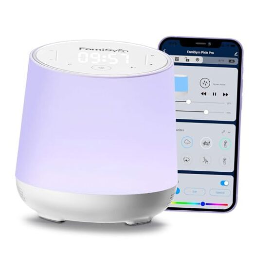White Noise Sound Machine for Baby Kids, Nursery Night Light, Alarm Clock,-image