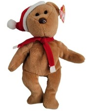 Ty Beanie Baby 1997 Teddy Christmas Stocking Cap Red White Tan Style 4200