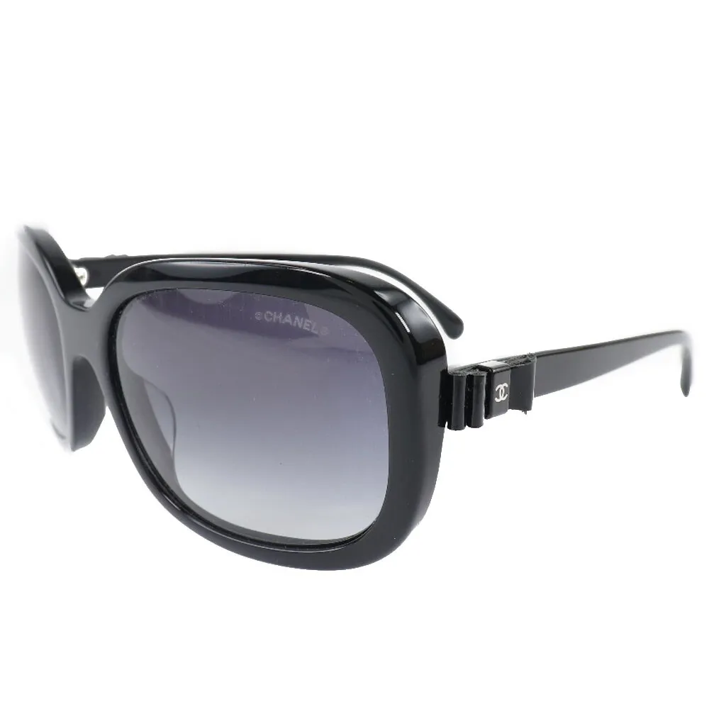 CHANEL 5280-Q-A ribbon COCO Mark sunglasses black Platstick Women