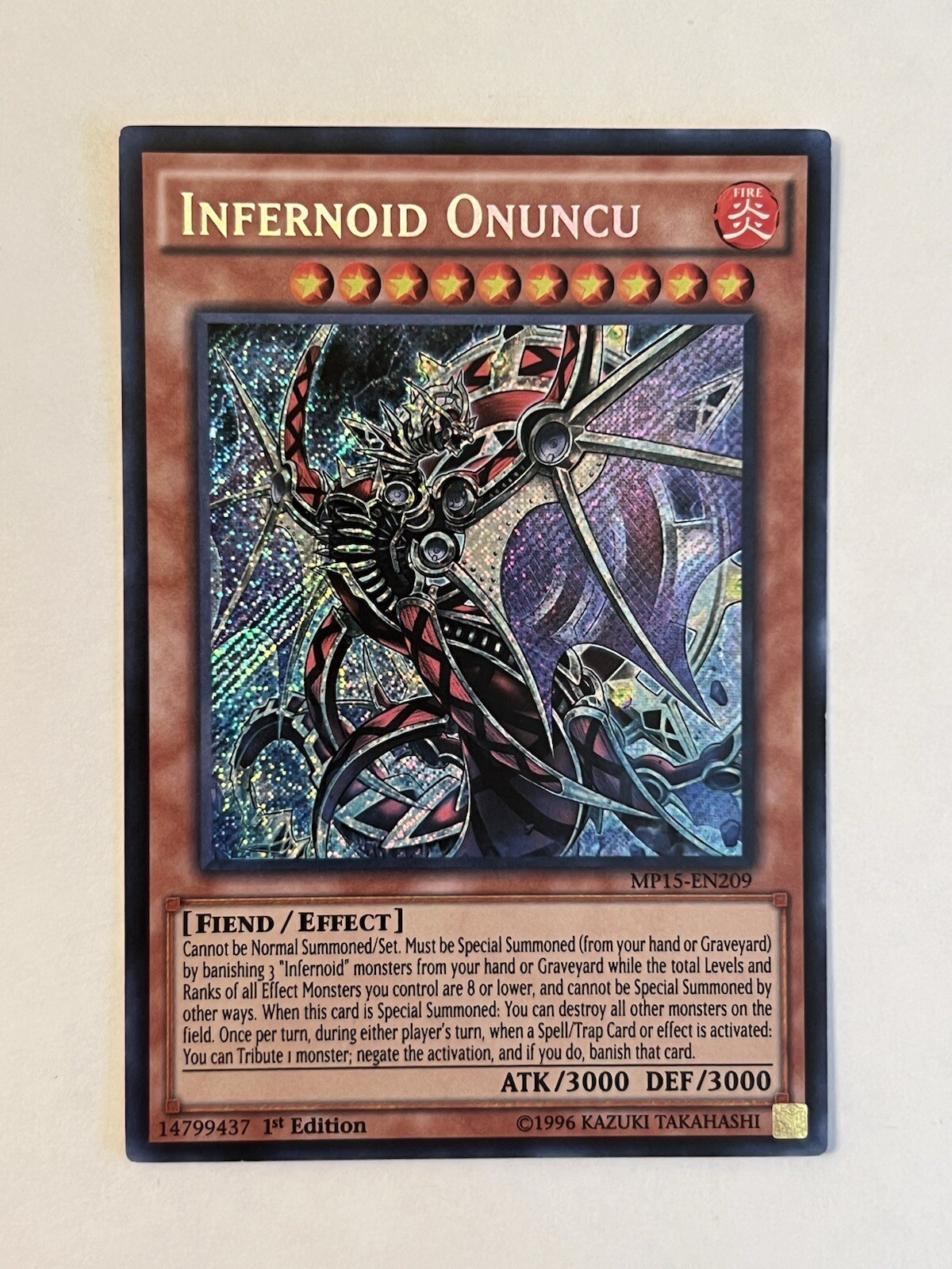 Infernoid Onuncu MP15-EN209 YuGiOh 2015 Mega-Tin Mega Pack trading card — raw and PSA graded price guide