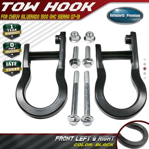 2Pcs Black Tow Hooks for Chevrolet GMC Silverado Sierra 1500 20072019