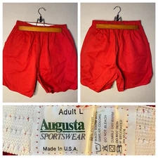 Vintage Augusta Sportswear Red Gym Shorts 70s 80s Made in USA 50/50 deadstock 