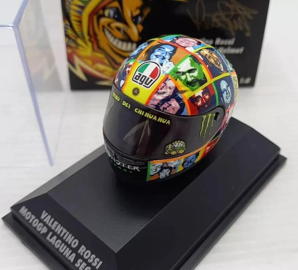 MODELLINO CASCO HELMET 1:8 MINICHAMPS ROSSI VR/46 YAMAHA MOTOGP LAGUNA SECA 2010 - Immagine 3 di 4