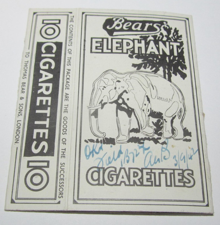VINTAGE EMPTY Cigarette Flat Cardboard Box Thomas Bears & Sons London Elephant