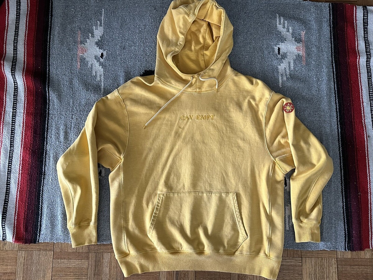 Cav Empt SS18 Overdyed Yellow Cotton Heavy Hoodie Large Japan