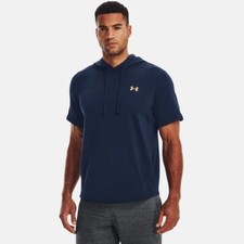NEW Under Armour Men's UA Rival Terry Short Sleeve Hoodie 1373413 Navy Blue - S